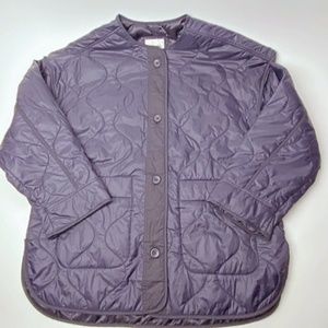 NWOT Abercrombie & Fitch Quilted Liner Jacket Army Navy Blue M Medium Oversize L